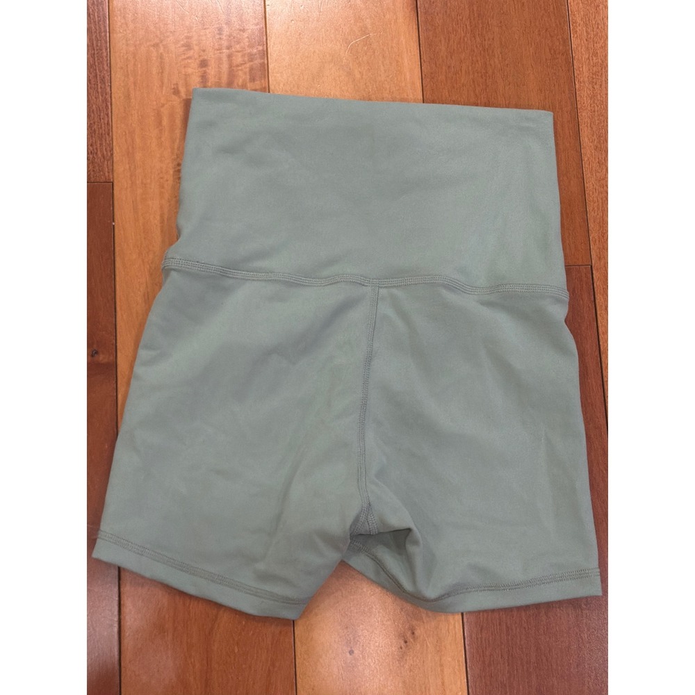 Gilly Hicks Biker Shorts Womens Sage Green High Waisted Smiley Logo Small - Picture 3 of 8